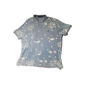 RALPH LAUREN Polo‎ Shirt Mens Extra-Large XXL VINTAGE US Navy Y2K Grunge Skater